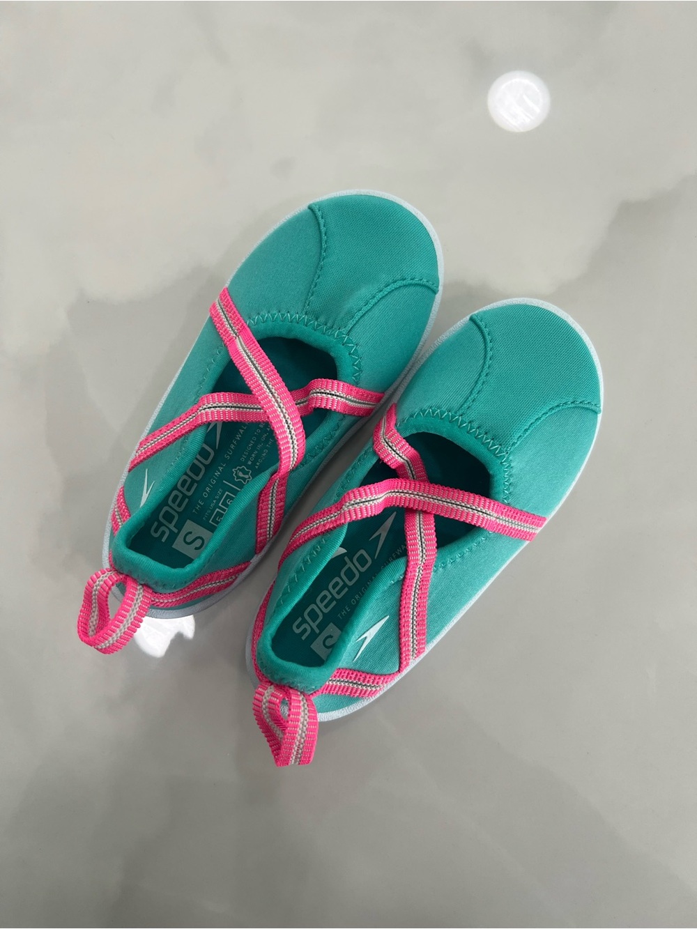Speedo - Girls Mary Jane Water Shoes - Turquoise/Pink - Small (5-6)
